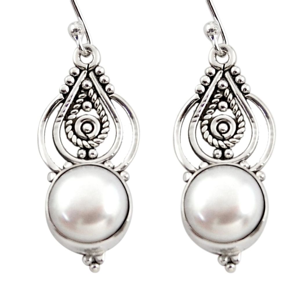 8.31cts natural white pearl 925 sterling silver dangle earrings jewelry r31085