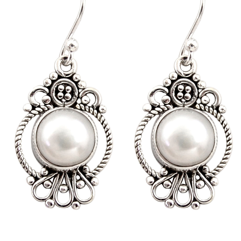 6.85cts natural white pearl 925 sterling silver dangle earrings jewelry r31116