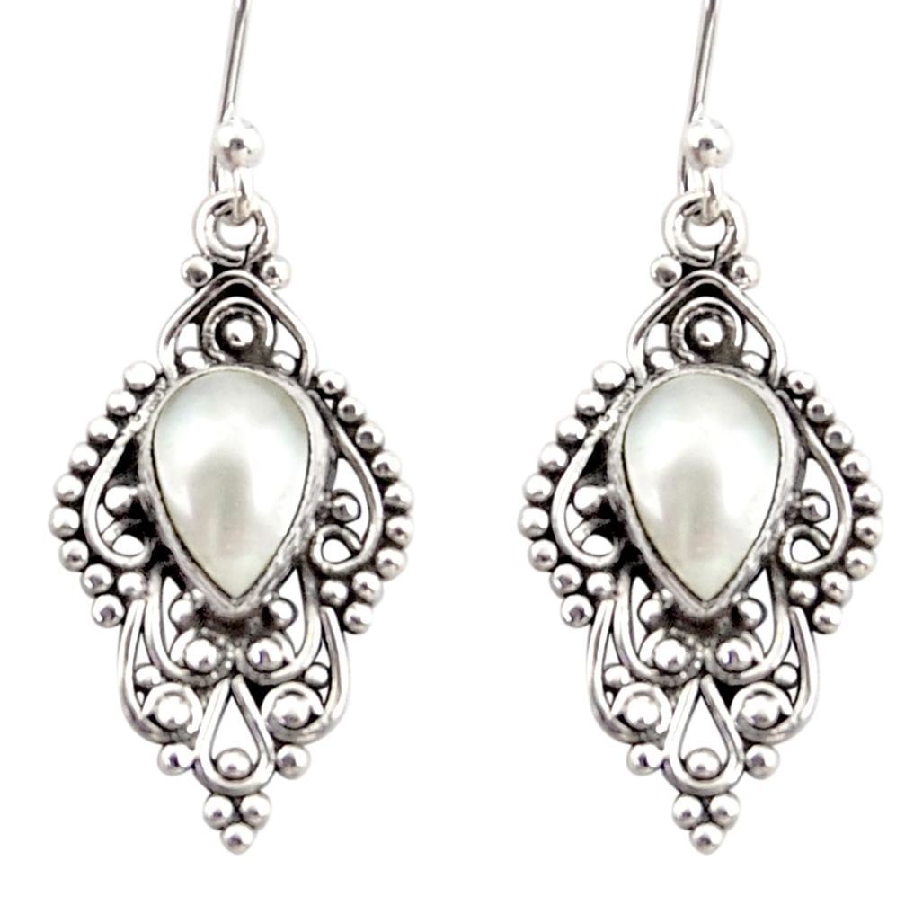 4.61cts natural white pearl 925 sterling silver dangle earrings jewelry r31242