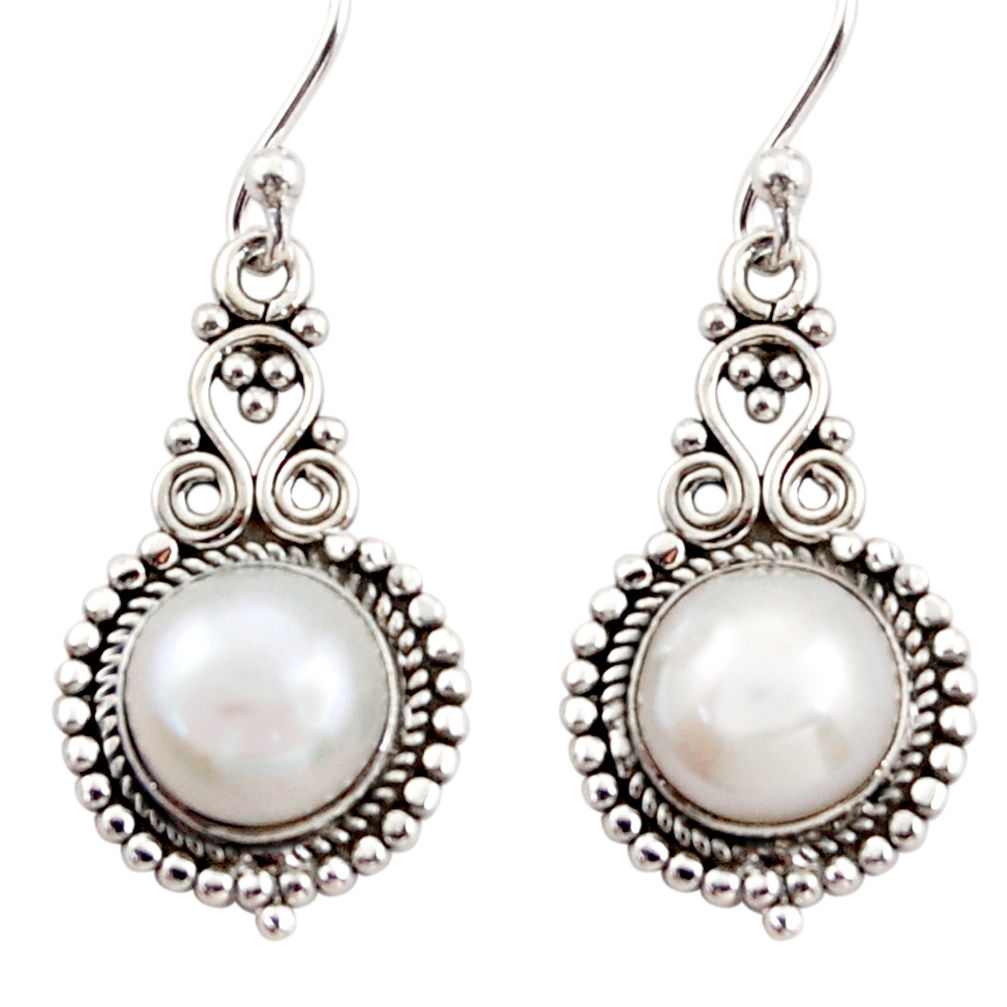 6.82cts natural white pearl 925 sterling silver dangle earrings jewelry r31263