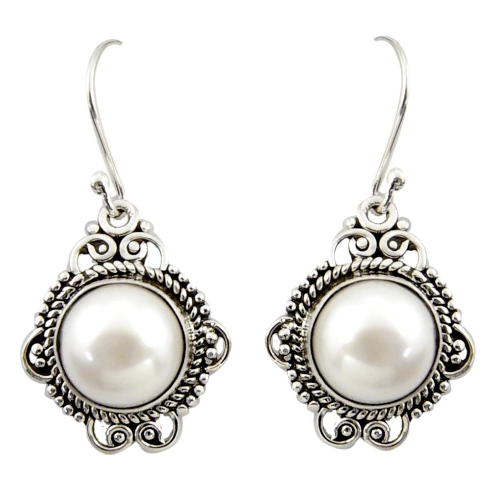 9.25cts natural white pearl 925 sterling silver dangle earrings jewelry r42333