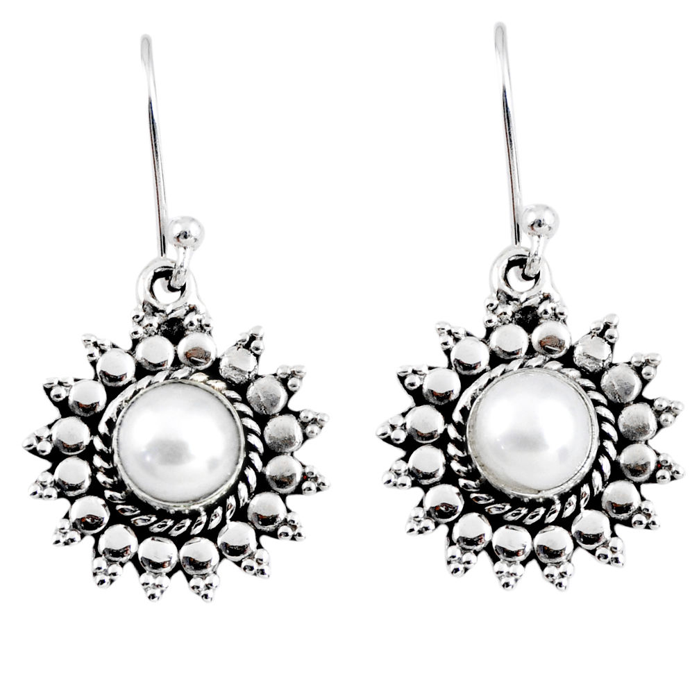 2.82cts natural white pearl 925 sterling silver dangle earrings jewelry r55165