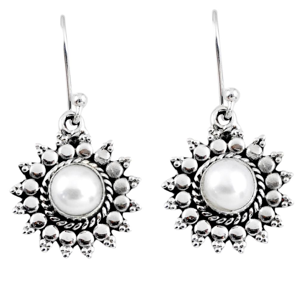 2.44cts natural white pearl 925 sterling silver dangle earrings jewelry r55193