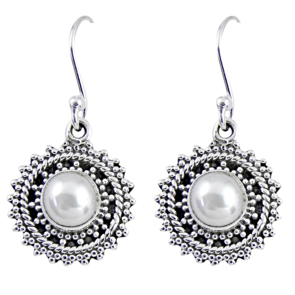 2.81cts natural white pearl 925 sterling silver dangle earrings jewelry r55194