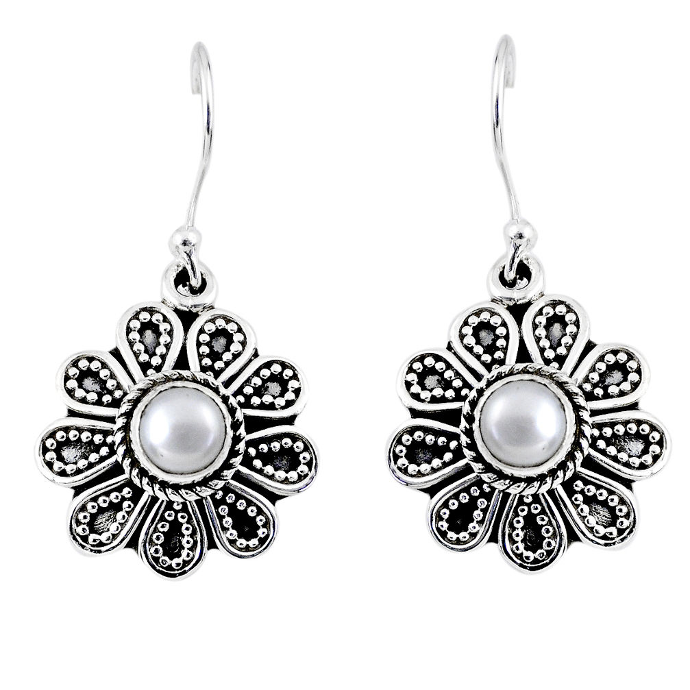 2.01cts natural white pearl 925 sterling silver dangle earrings jewelry r55233