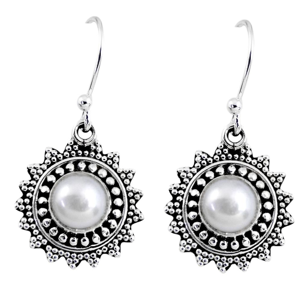 2.41cts natural white pearl 925 sterling silver dangle earrings jewelry r55234