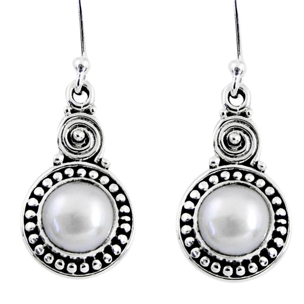 4.84cts natural white pearl 925 sterling silver dangle earrings jewelry r55250