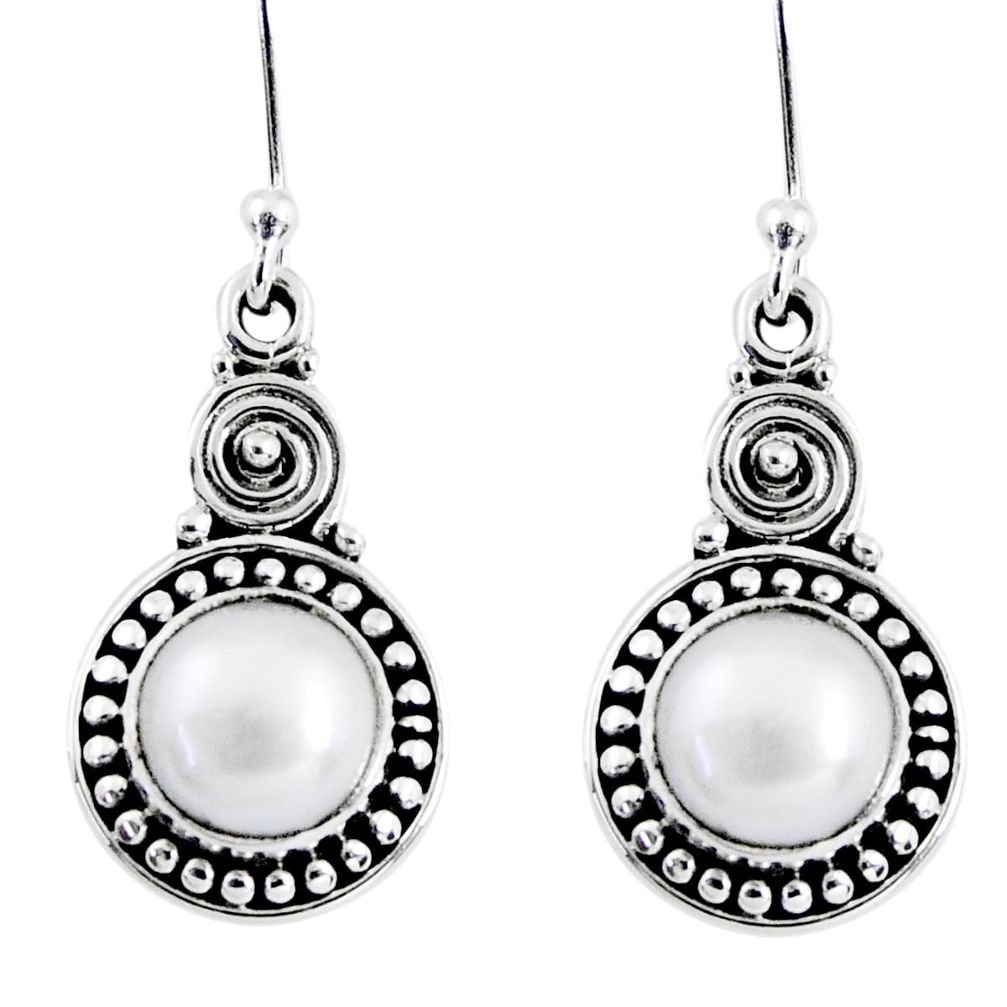 4.82cts natural white pearl 925 sterling silver dangle earrings jewelry r55255
