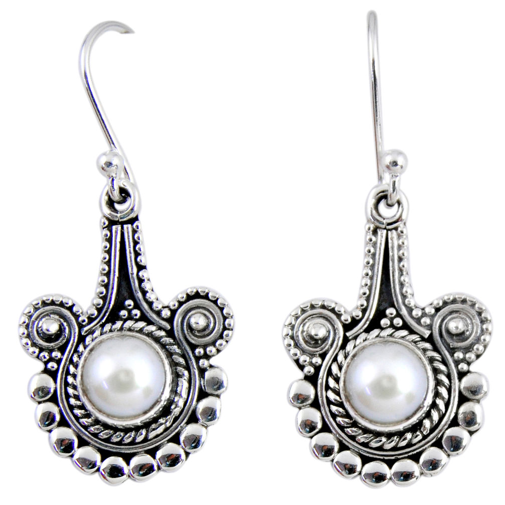 3.13cts natural white pearl 925 sterling silver dangle earrings jewelry r55290