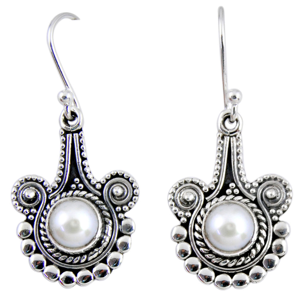 2.66cts natural white pearl 925 sterling silver dangle earrings jewelry r55292