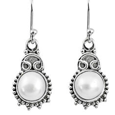 5.43cts natural white pearl 925 sterling silver dangle earrings jewelry r60435