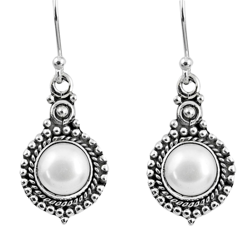 5.38cts natural white pearl 925 sterling silver dangle earrings jewelry r60476