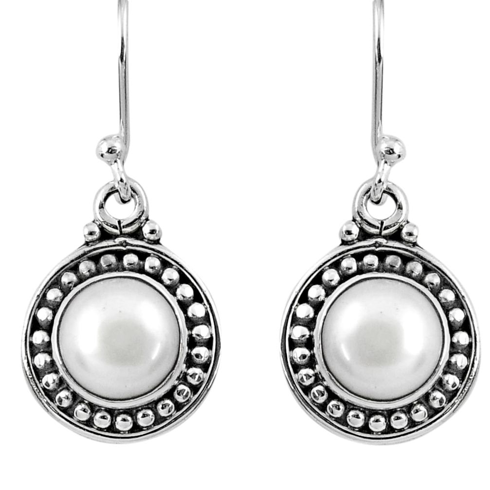 5.38cts natural white pearl 925 sterling silver dangle earrings jewelry r60532