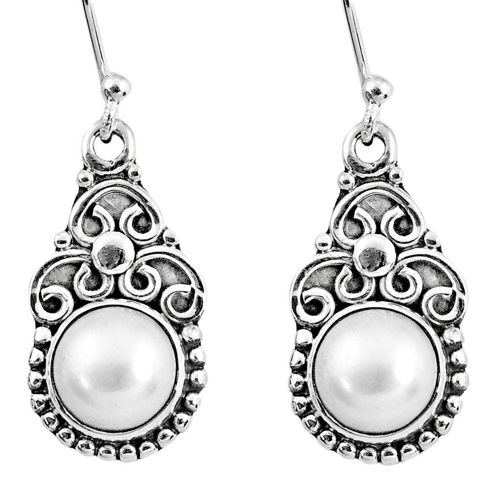 5.80cts natural white pearl 925 sterling silver dangle earrings jewelry r60553