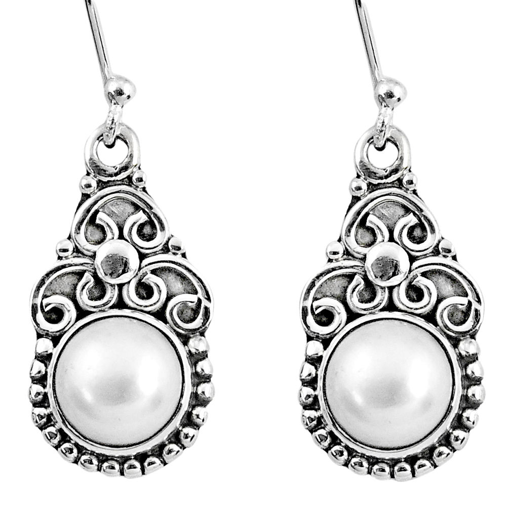 5.81cts natural white pearl 925 sterling silver dangle earrings jewelry r60554