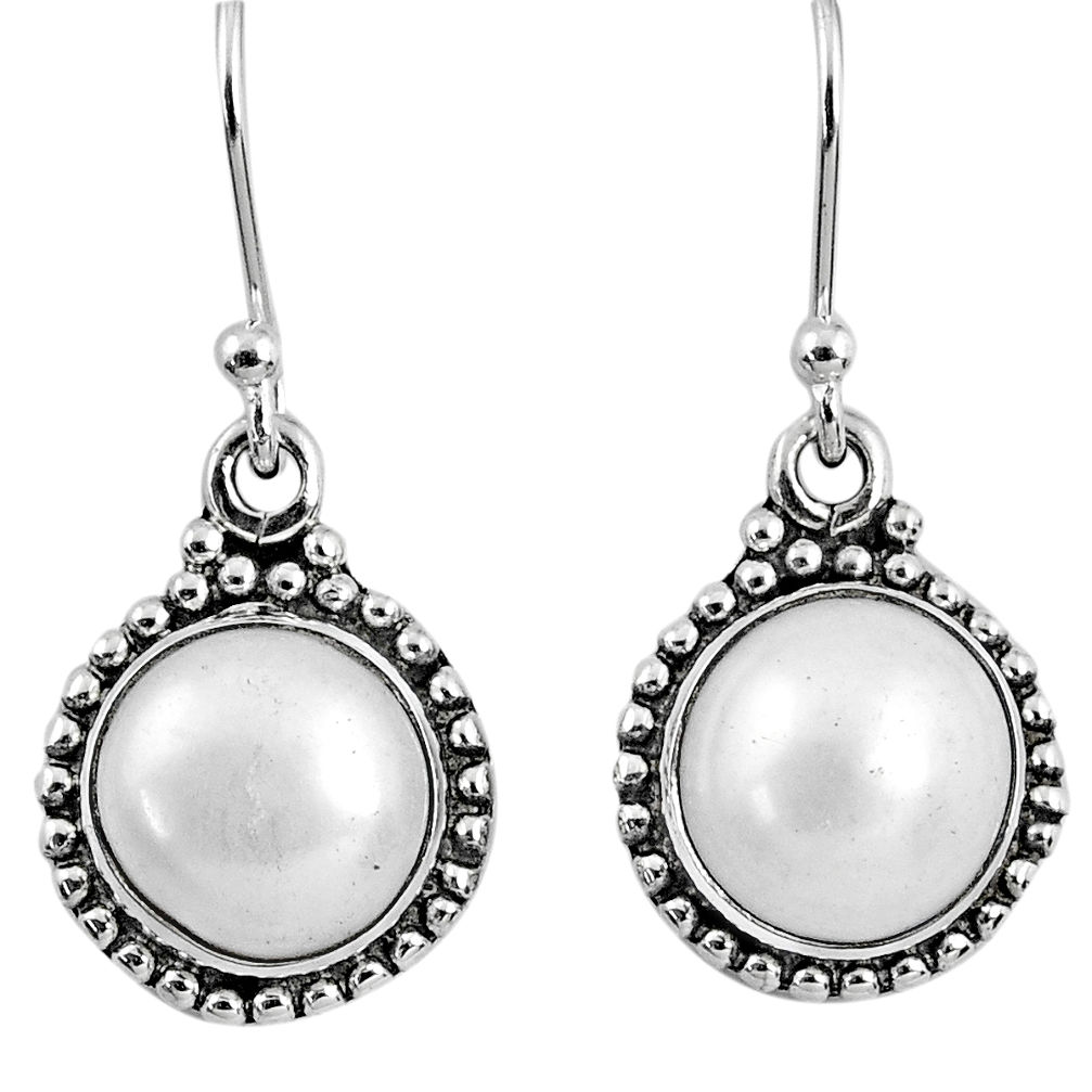 6.95cts natural white pearl 925 sterling silver dangle earrings jewelry r60592