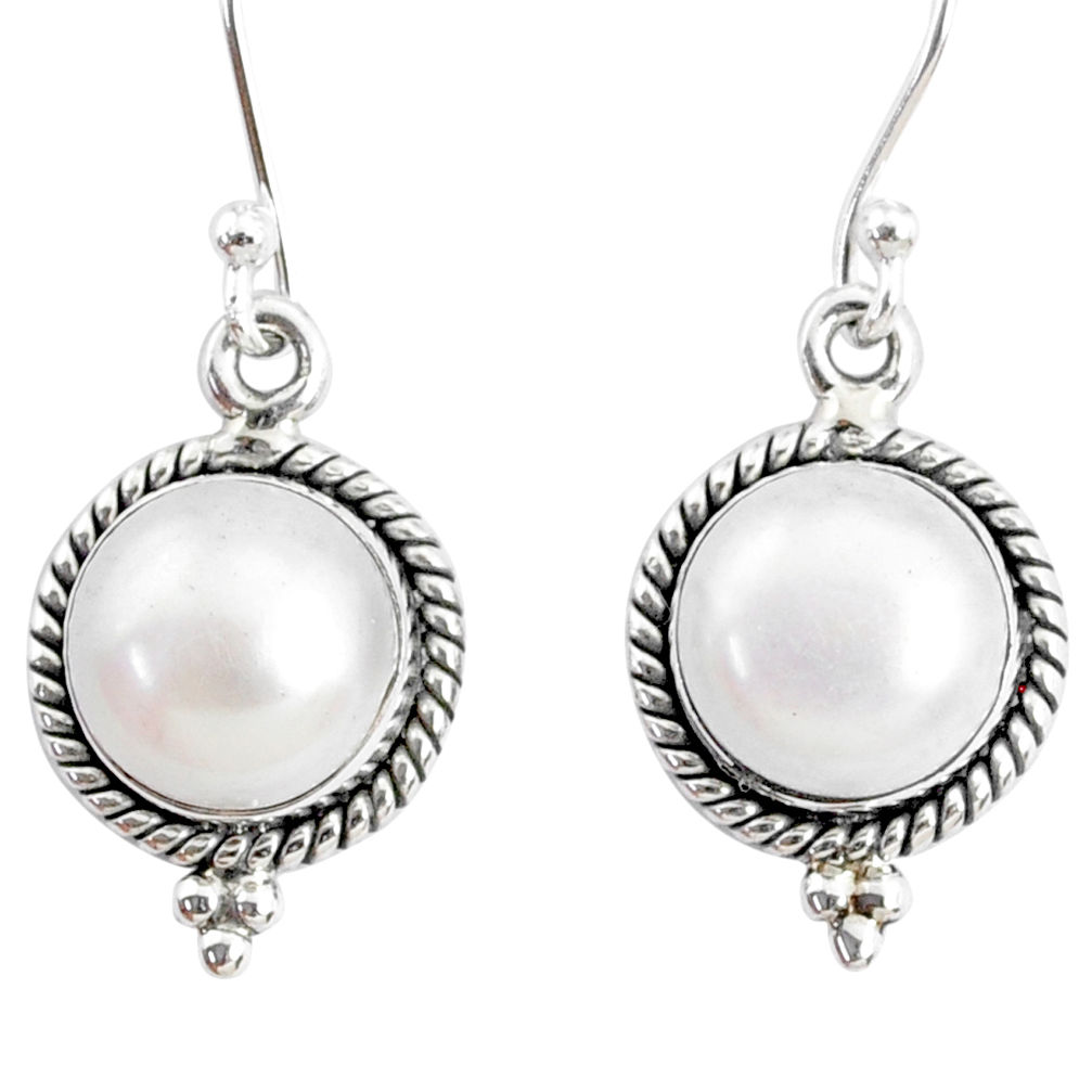 8.44cts natural white pearl 925 silver handmade dangle earrings r74851