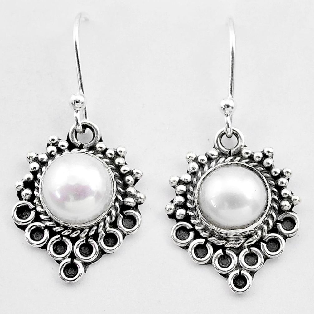 4.42cts natural white pearl 925 sterling silver dangle earrings jewelry t26907