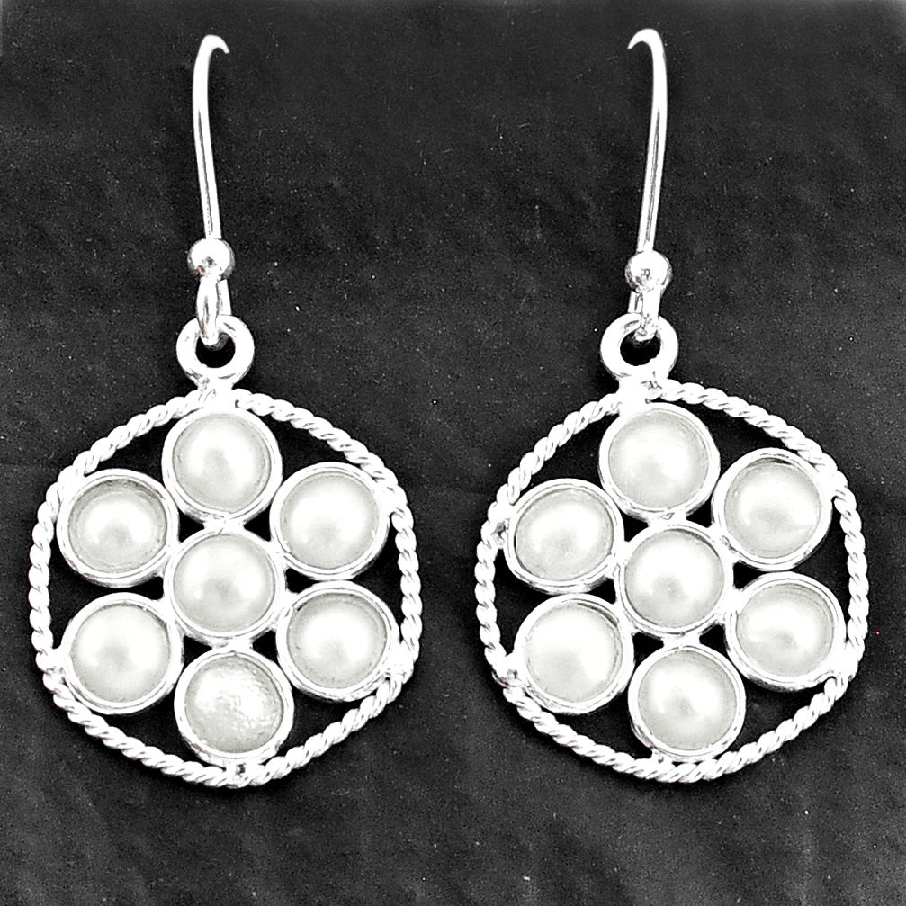 5.11cts natural white pearl 925 sterling silver dangle earrings jewelry t4609