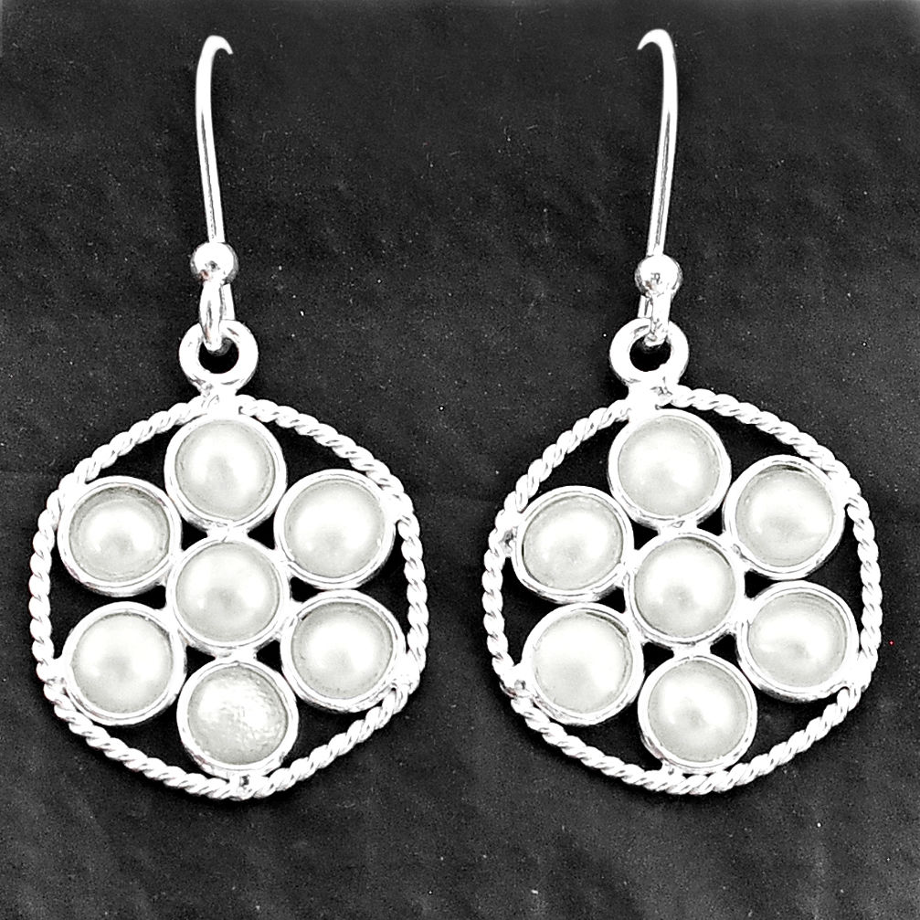 5.00cts natural white pearl 925 sterling silver dangle earrings jewelry t4610