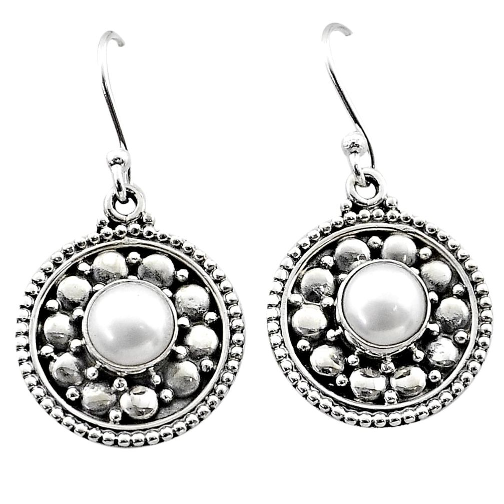 2.42cts natural white pearl 925 sterling silver dangle earrings jewelry t68253