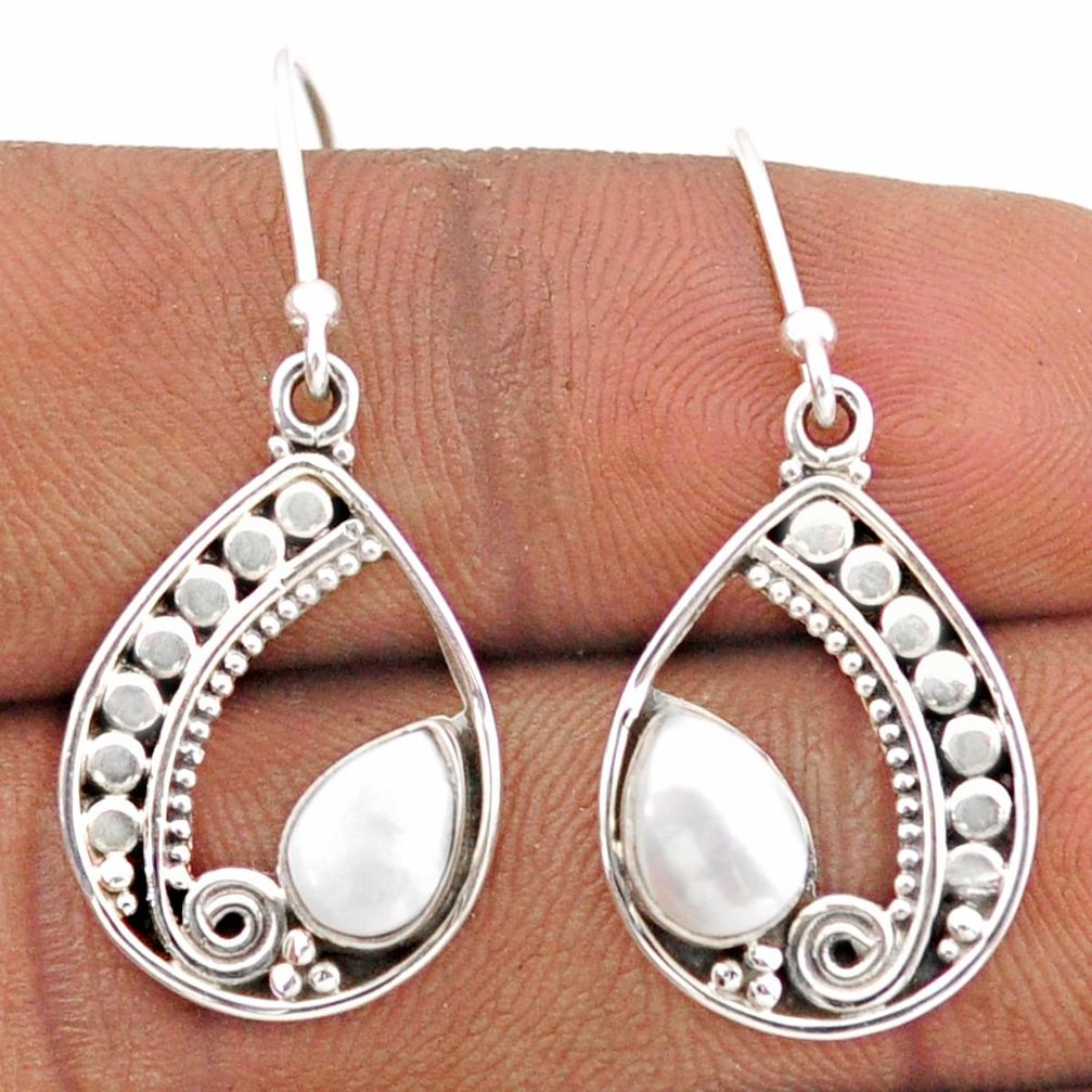 3.88cts natural white pearl 925 sterling silver dangle earrings jewelry t82537