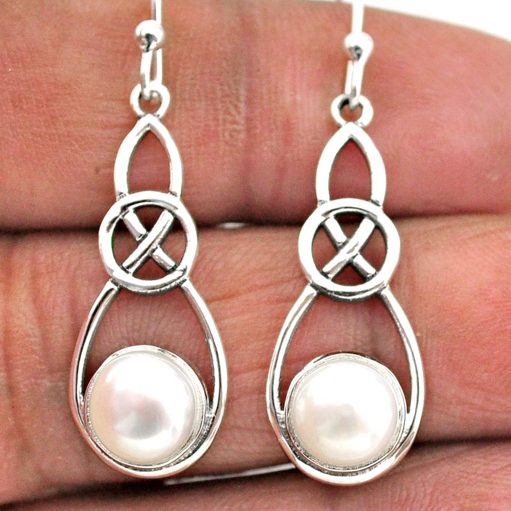 5.52cts natural white pearl 925 sterling silver dangle earrings jewelry t89737