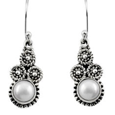 2.53cts natural white pearl 925 sterling silver dangle earrings jewelry y45469