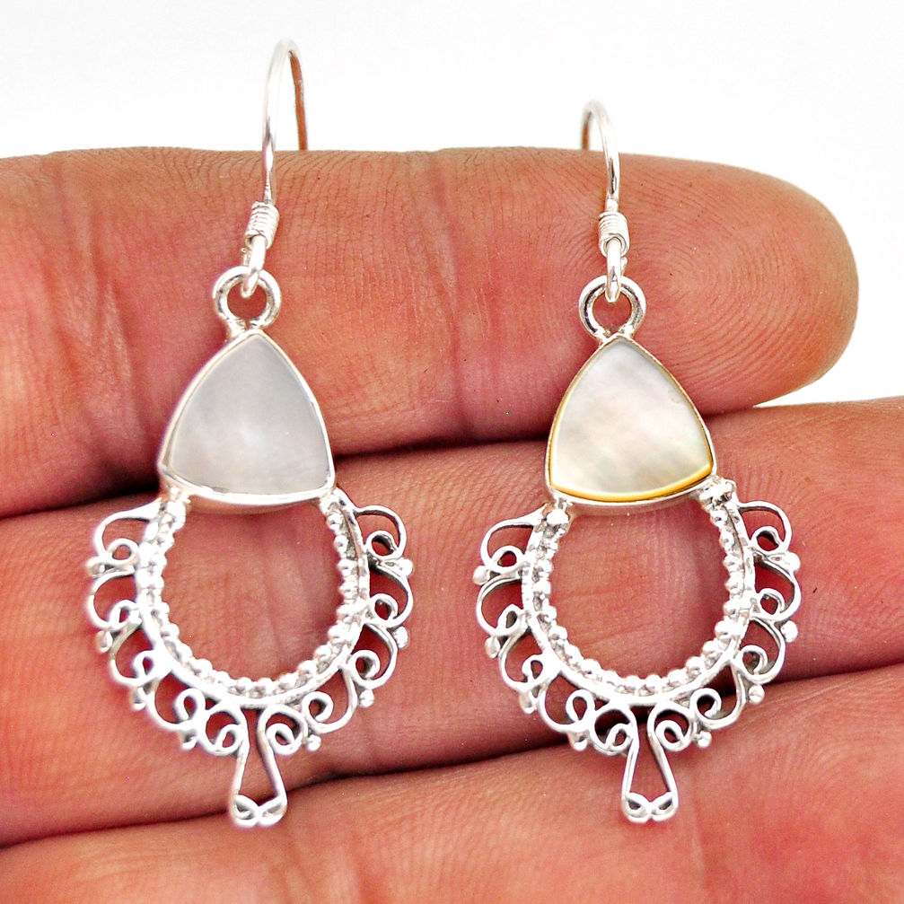 4.87cts natural white pearl 925 sterling silver dangle earrings jewelry y74638