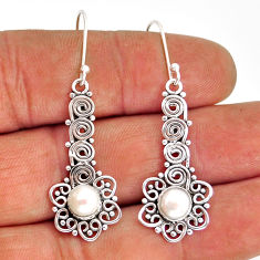 1.87cts natural white pearl 925 sterling silver dangle earrings jewelry y74650