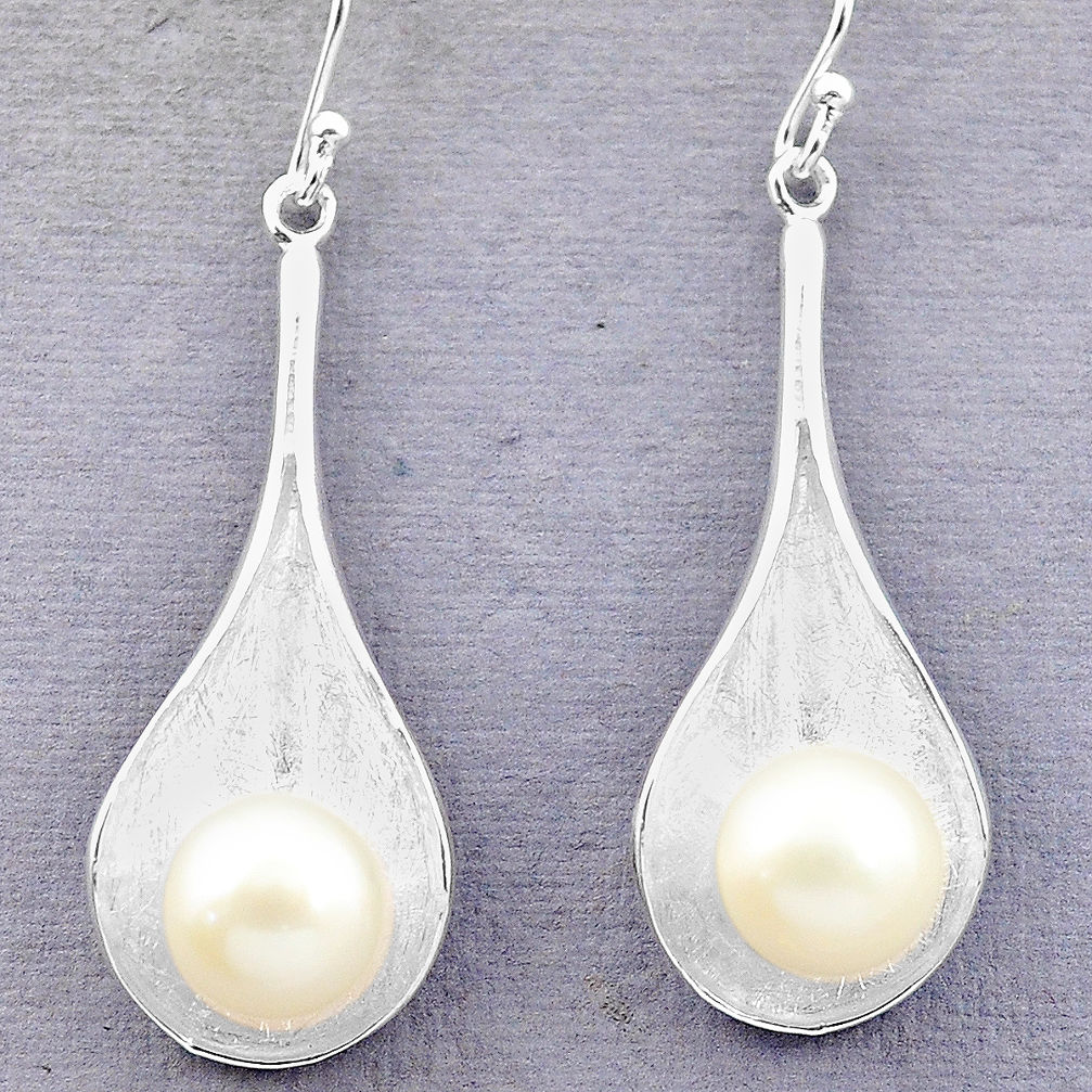 Natural white pearl 925 sterling silver earrings jewelry c23780