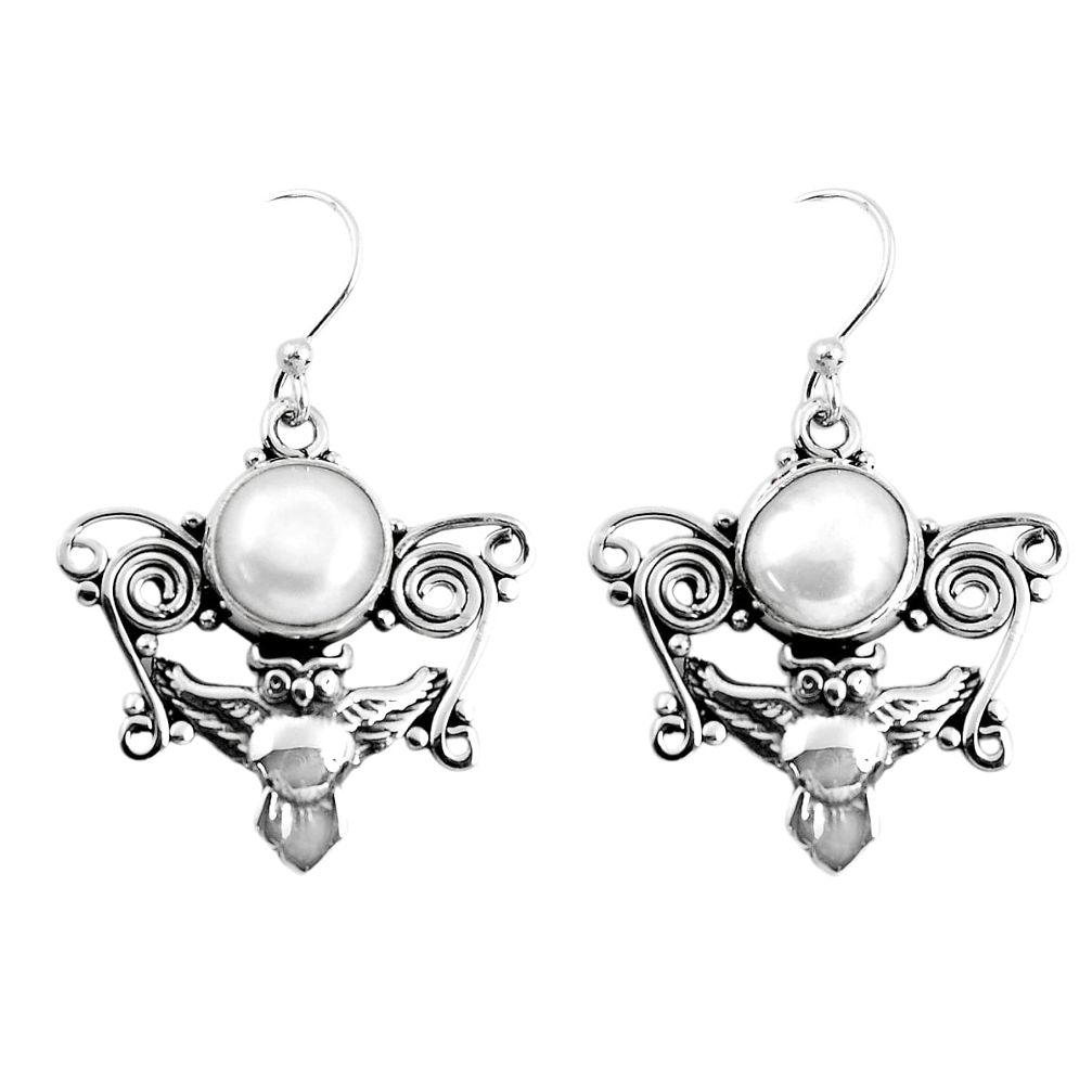 white pearl 925 sterling silver owl earrings jewelry p58353