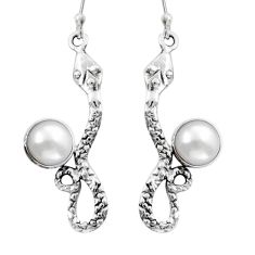 2.23cts natural white pearl 925 sterling silver snake earrings jewelry y15582