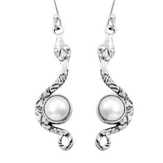 4.36cts natural white pearl 925 sterling silver snake earrings jewelry y15591