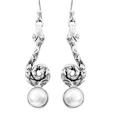 4.37cts natural white pearl 925 sterling silver snake earrings jewelry y15612