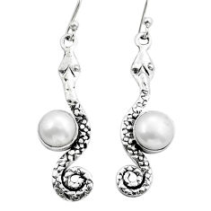 3.89cts natural white pearl 925 sterling silver snake earrings jewelry y15647