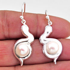 10.44cts natural white pearl 925 sterling silver snake earrings jewelry y63221