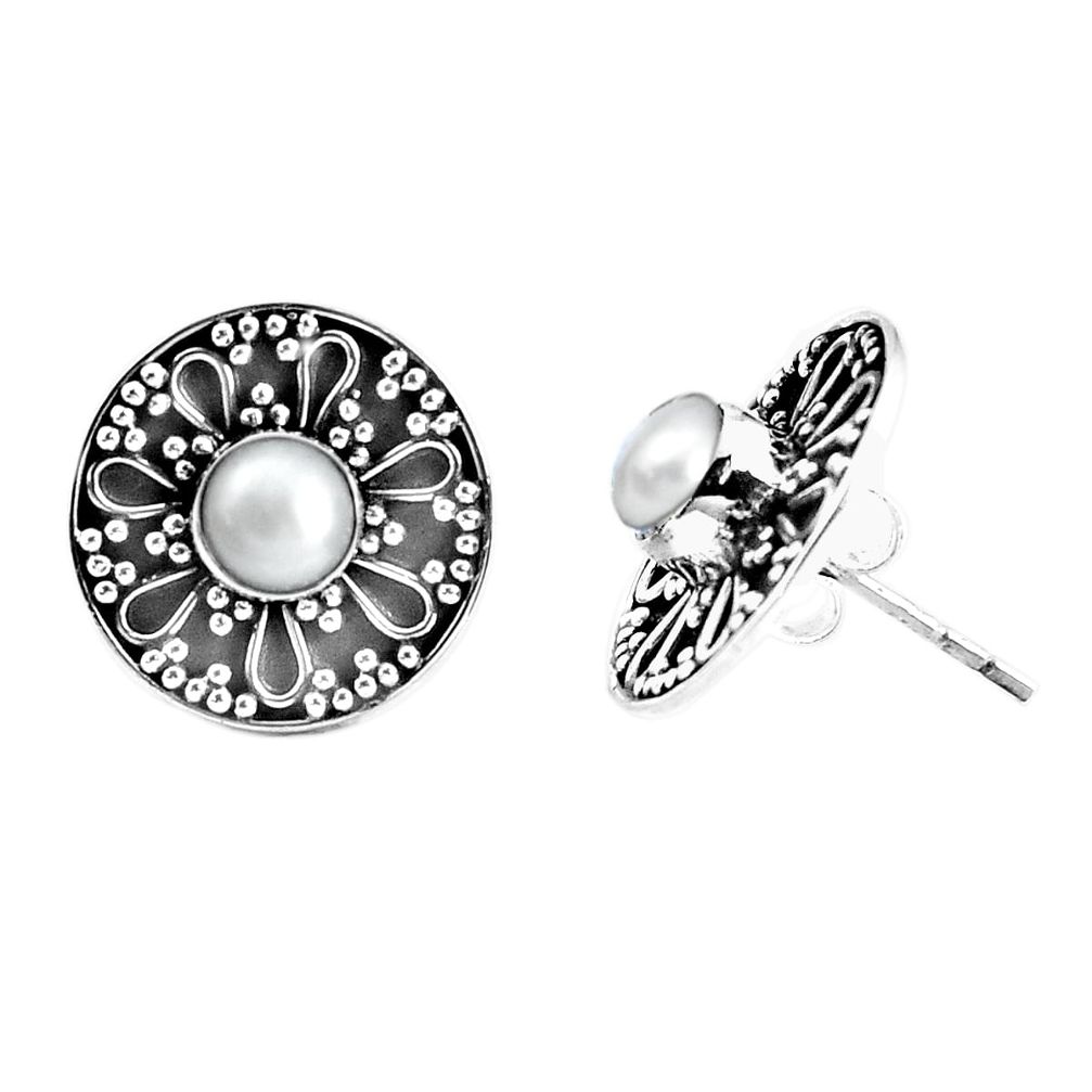 white pearl 925 sterling silver stud earrings jewelry p34419