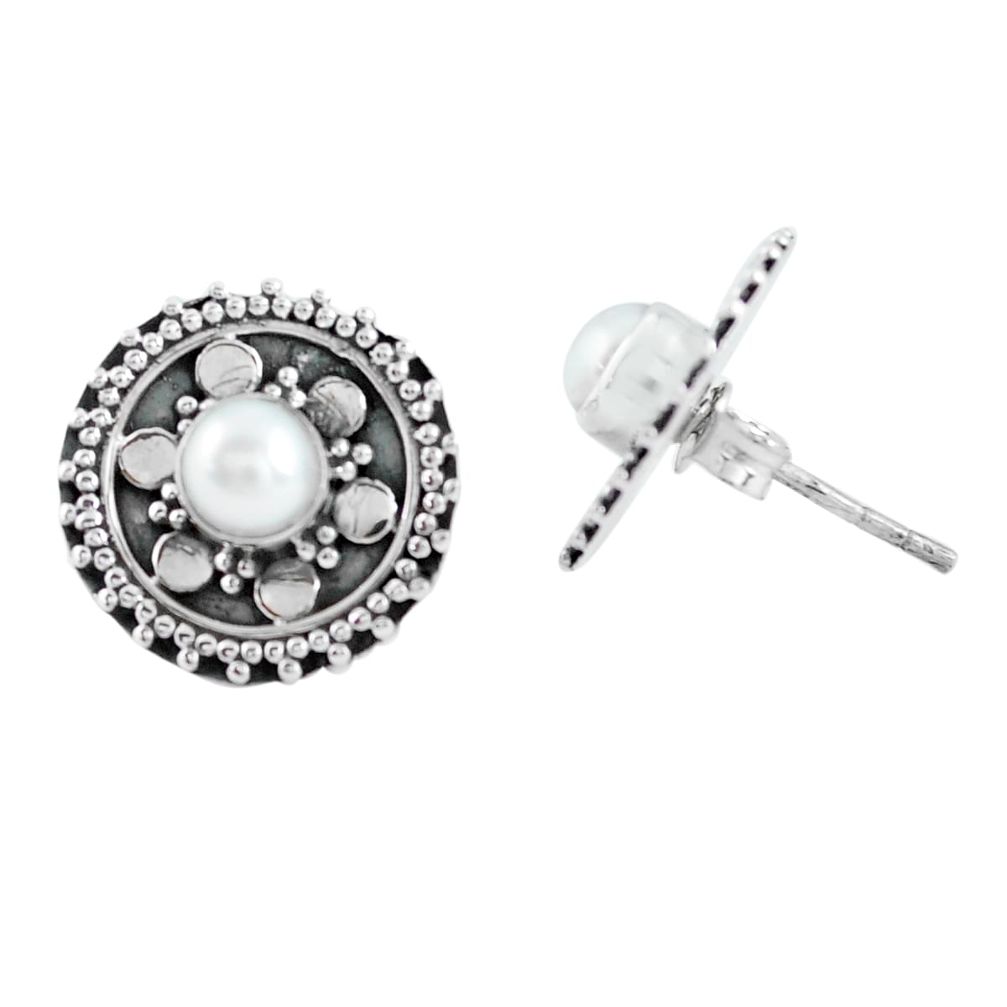 white pearl 925 sterling silver stud earrings jewelry p64049