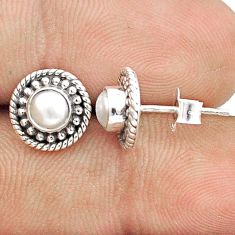 1.66cts natural white pearl 925 sterling silver stud earrings jewelry u30963
