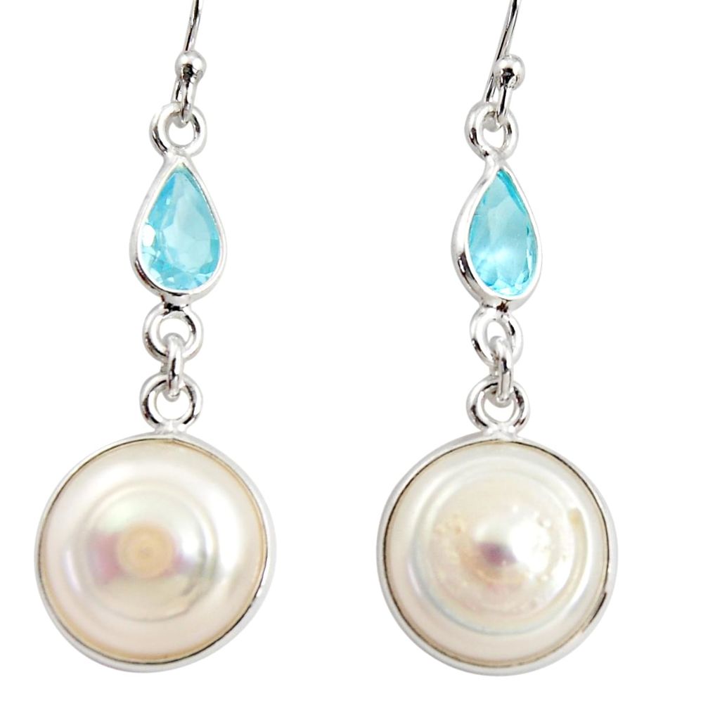 12.57cts natural white pearl topaz 925 sterling silver dangle earrings r44950