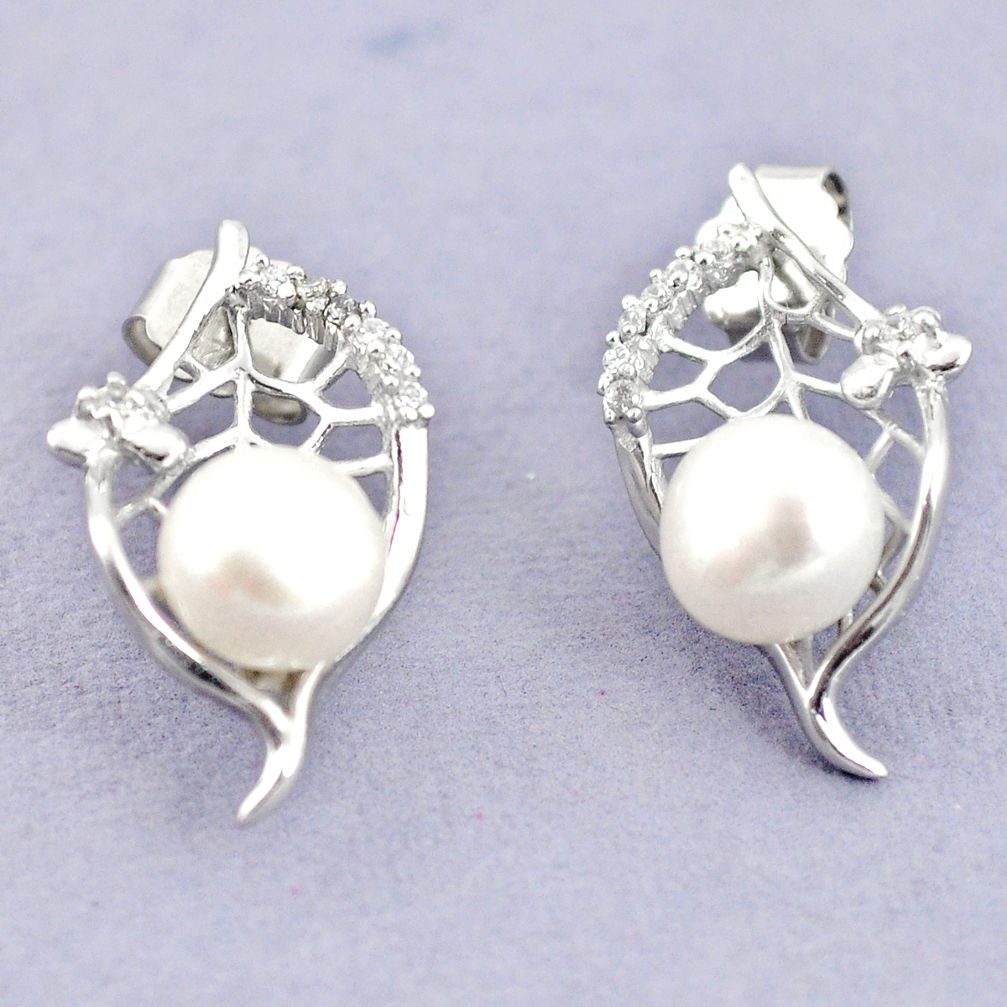 LAB Natural white pearl topaz 925 sterling silver stud earrings jewelry c25517