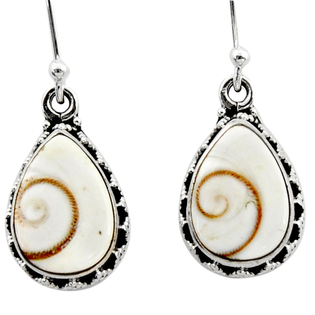 9.16cts natural white shiva eye 925 sterling silver dangle earrings r51687