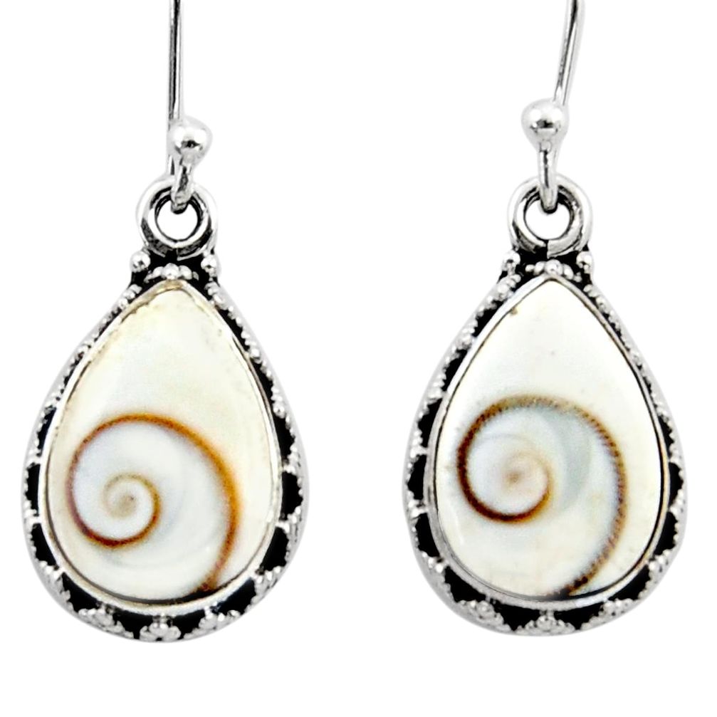 9.16cts natural white shiva eye 925 sterling silver dangle earrings r51690