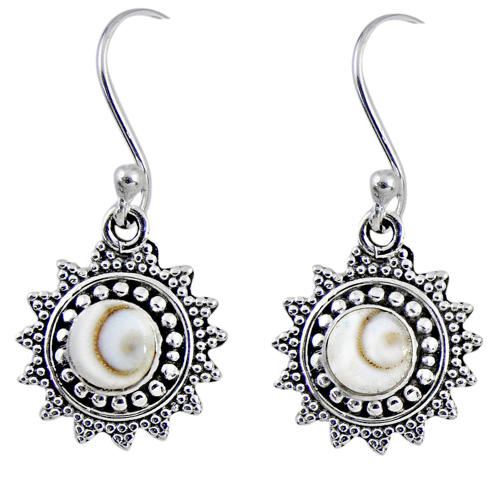 1.79cts natural white shiva eye 925 sterling silver dangle earrings r55231