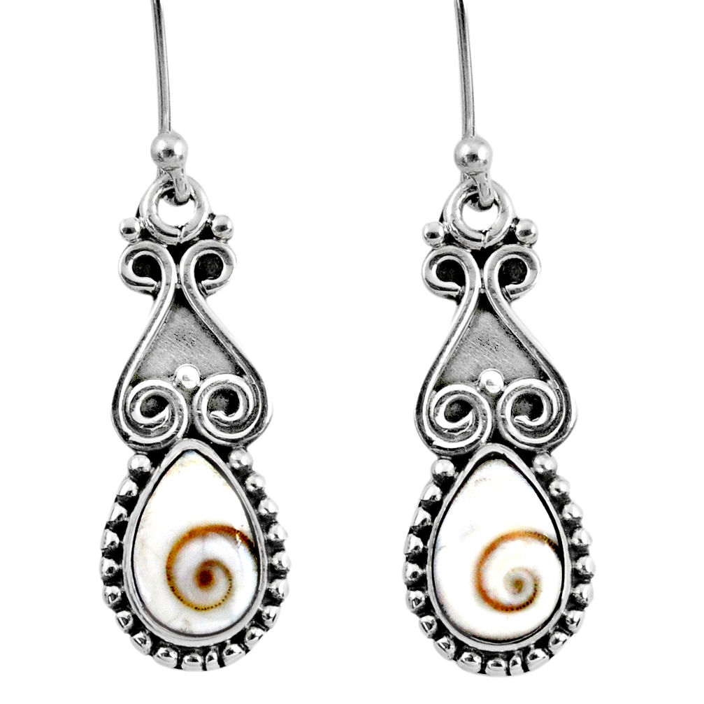 4.43cts natural white shiva eye 925 sterling silver dangle earrings r60474