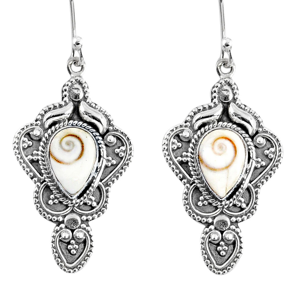 4.69cts natural white shiva eye 925 sterling silver dangle earrings r60972