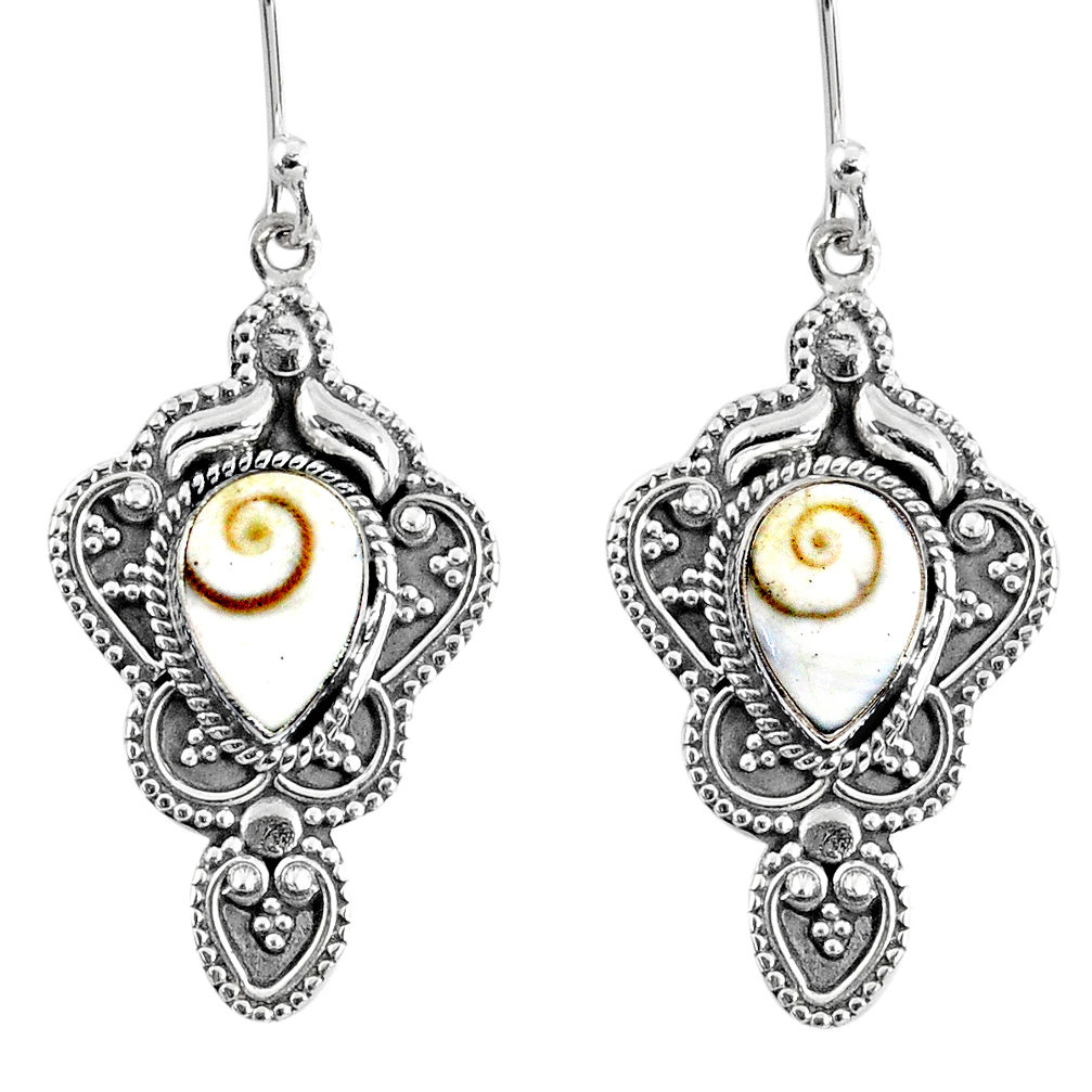4.71cts natural white shiva eye 925 sterling silver dangle earrings r60987