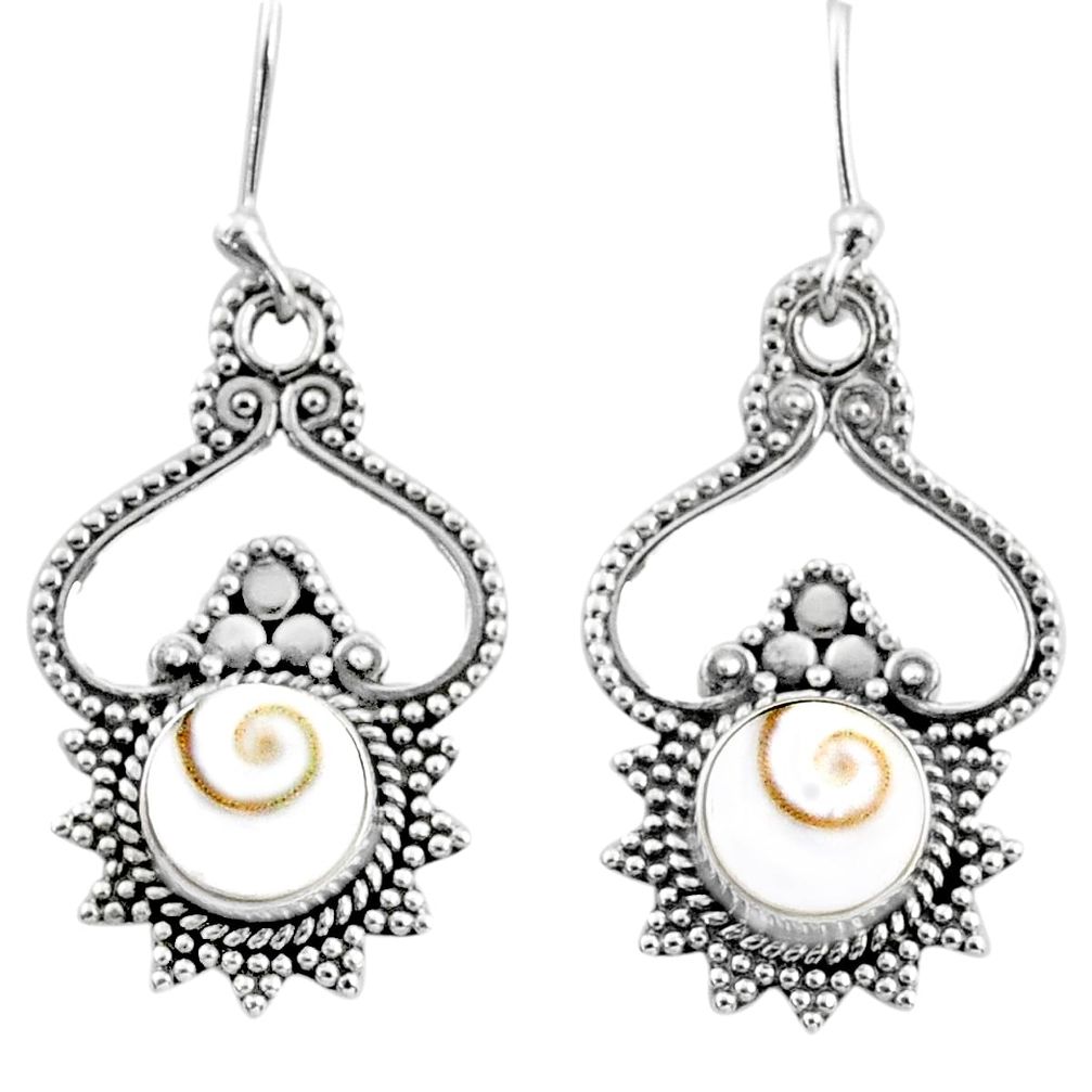 4.37cts natural white shiva eye 925 sterling silver dangle earrings r65142