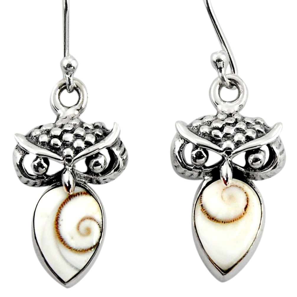 5.38cts natural white shiva eye 925 sterling silver owl earrings jewelry r51485